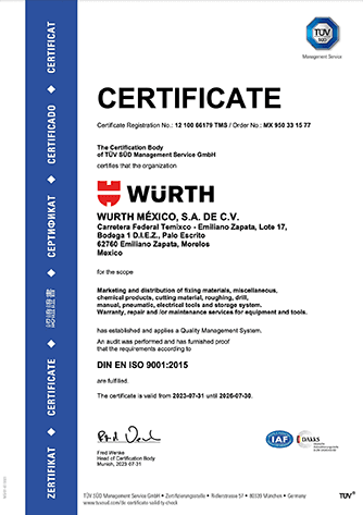 Certificación ISO 9001:2015 INGLÉS